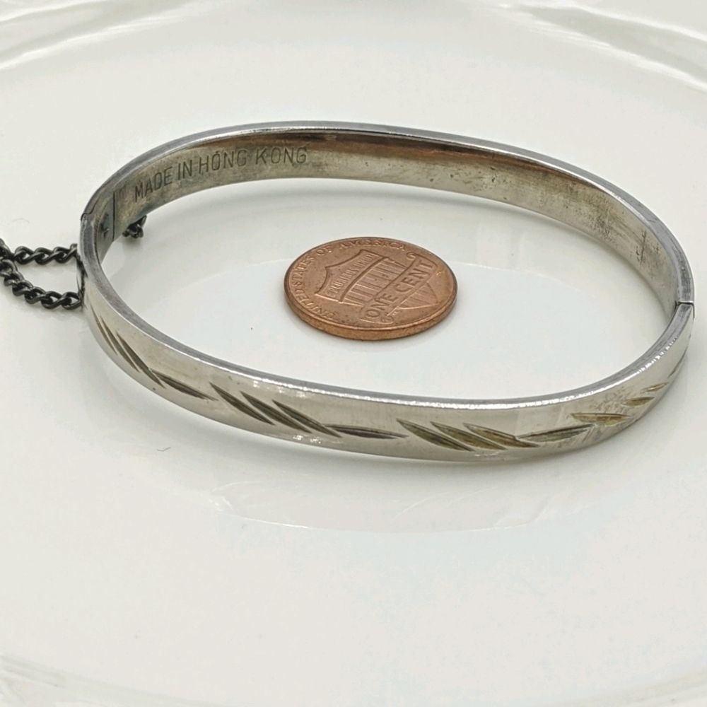 Vintage Silver Tone Hinged Safety Chain Bracelet